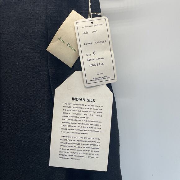 Vintage 80/90s Carlisle/Sport 100% Silk Women's 6 Black Trousers Pants Lined NWT - Picture 3 of 8